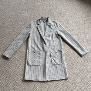Women's off-white and black Windowpane Plaid Jacket